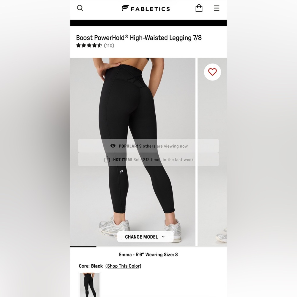 NWT Fabletics boost powerhold high waisted 7/8 leggings